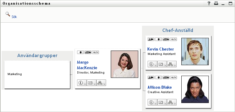 3.2.6 Slå upp en användare i ett organisationsschema Du kan slå upp en användare i ett organisationsschema.