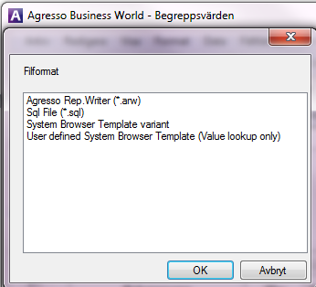 Välj filformat System Browser Template variant När man öppnar Systembrowsermallar nästa gång kommer kryssrutan för variant att vara markerad.