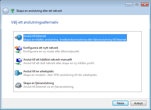 Använda en dynamisk IP (PPPoE) 1. Upprepa steg 1-4 i föregående avsnitt. 2 Välj Obtain an IP address automatically (Erhåll en IP-adress automatiskt) och klicka på OK.