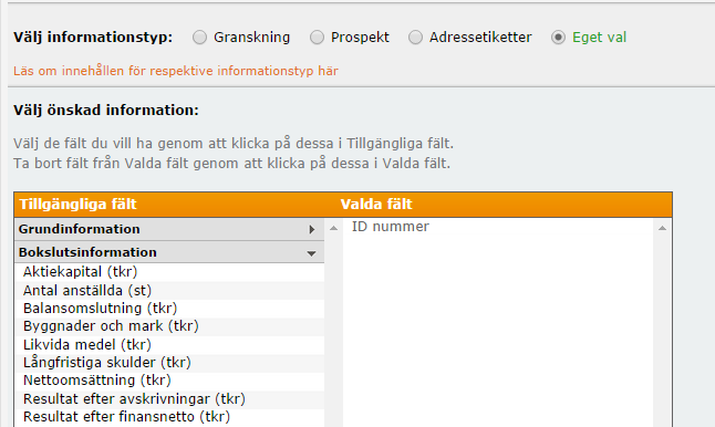 UPPDATERA REGISTER Välj Företag och sedan Uppdatera register Läs in din excel-fil med org.nr och klicka Importera.