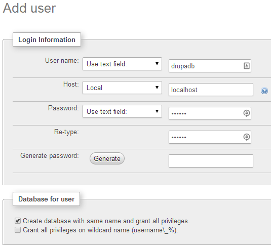 16 För att kunna installera Drupal måste man skapa en databas. Lättast går det här genom att använda ett program som phpmyadmin.