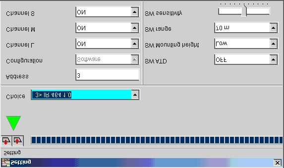 <F3> Välj detektor genom att markera adressen till den. Tryck sedan på OK. Programmet växlar automatiskt över till en oscillatorbild för den valda adressen.