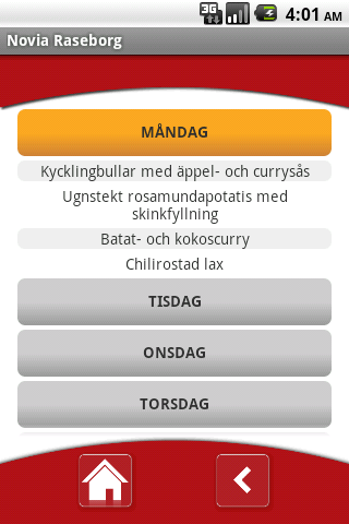 21 3.6 Matlistamenyn Matlista menyns utseende uppdaterades till denna version för att användaren skulle komma åt relevant information snabbt. Matlistans huvudsakliga XML-struktur är enkel.