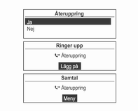 124 Telefon Under ett samtal kan man stänga av det sända ljudet genom att välja Stäng mikrofon (mute-läge) med multifunktionsknappen. till privatsamtalsläge.