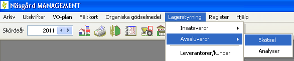 Registrering av avsalu varor Generellt I lagerstyrning av avsaluvaror skapar du lager som motsvarar dina fysiska lager t.ex. spannmåls planlager 1, torksilo 1, torksilo2 osv.