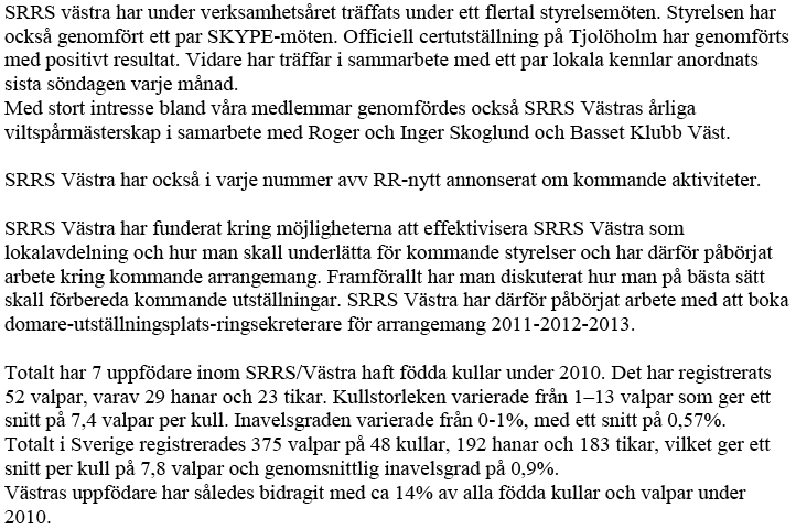 SRRS Kallelse fullmäktige 2011, Bilaga 4 SRRS/Västra