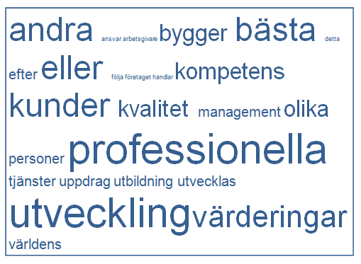 Figur 10. Kpmg ordanalys (NVivo) Som tidigare nämnts så presenterar Kpmg i sin årsredovisning sådan finansiell information om personalen som inte är tvingande.