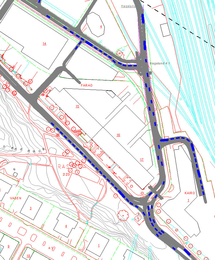 Figur 9 Ögonblicksbild från simuleringarna, maximal köbildning Trafiken på Råsta strandväg/pyramidvägen bedöms ha god framkomlighet för en högtrafikstimme i Stockholm.