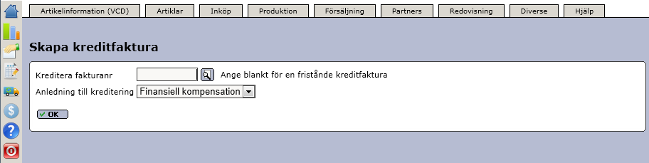 Senast uppdaterat: 12-03-28 Exder Proceedo 6.1 Sida 28 av 31 Er faktura kan då se ut så här. 2.8.2. Kreditfaktura För att skapa en kreditfaktura går ni till Försäljning Fakturering Skapa kreditfaktura.