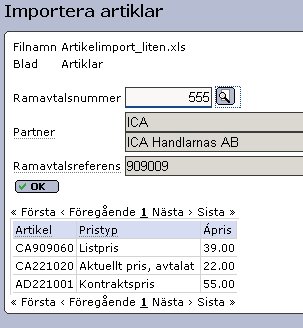 automatiskt om och uppdaterar antalet processade rader, vilket visas vid sidan om totalt antal rader.