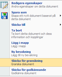 284 (413) Figur 59 Kontextmeny för dokument 2.60.7.1.7 PUL/Sekretess, loggning och behörigheter Ett sätt att hantera PUL är att lägga upp personuppgifter som en oregistrerad kontakt på ett dokument.