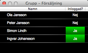 Under Mina Grupper ser du de grupper du är medlem i. Visar de grönt är du inloggad för att besvara samtal till den aktuella gruppen.