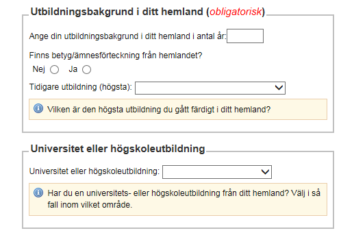 8. Utbildningsbakgrund i ditt hemland 1. Vid A, skriver du hur många år du totalt har gått i skolan i ditt hemland. 2.