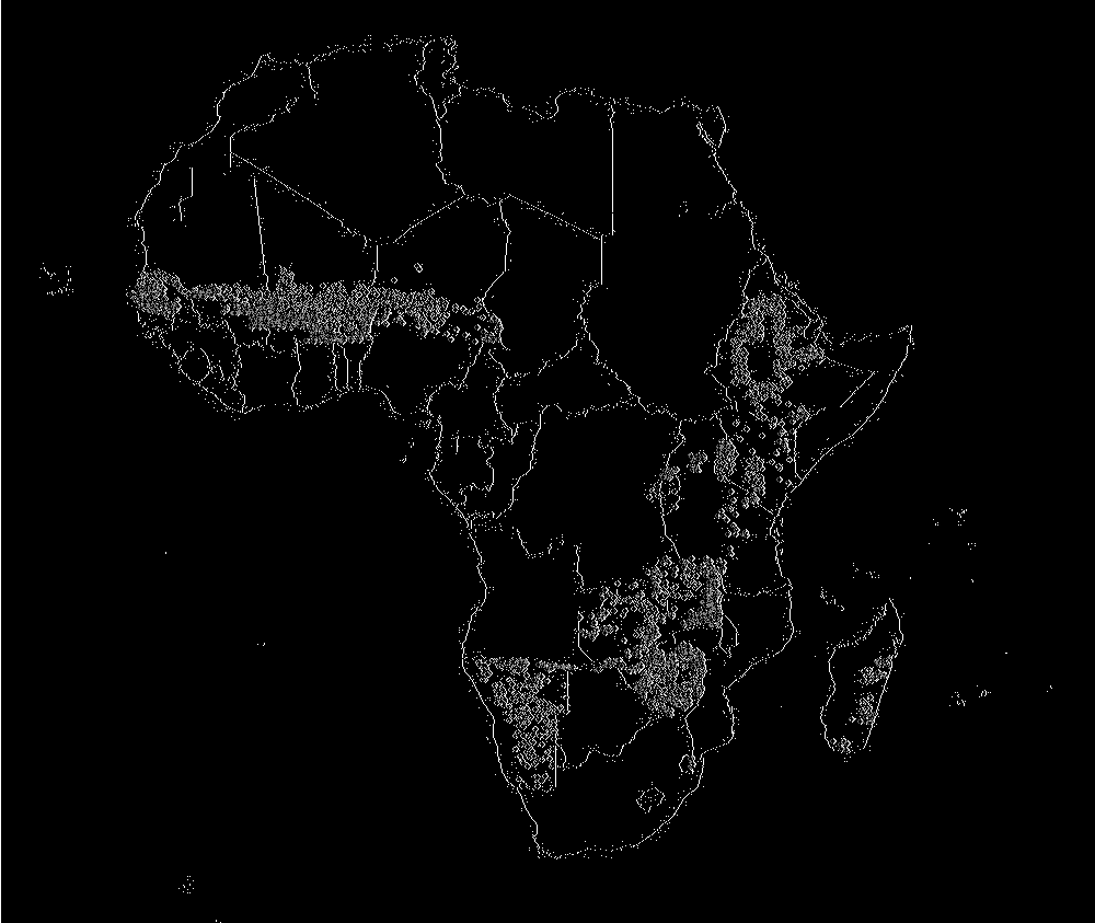 Figur 8 Malariaområden i Afrika Källa: Egna beräkningar. Figur 9 Områden med låg och hög incidens av epidemisk malaria Källa: Egna beräkningar. inferens.