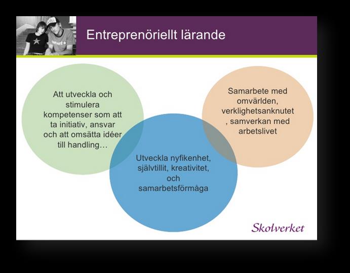 12 Entreprenörskap i skolan/entreprenöriellt lärande, vid och snäv definition. Även inom entreprenörskap i skolan finns en vid och en snäv definition av begreppet.