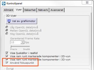 Figur 10: Funktionen Lokalisera i 3D-vy som nås genom att högerklicka i 2D-vyn. 3D-vyn Ett nytt val har lagts till som gör att du kan navigera i CET Designer utan att använda den lila fokuspunkten.