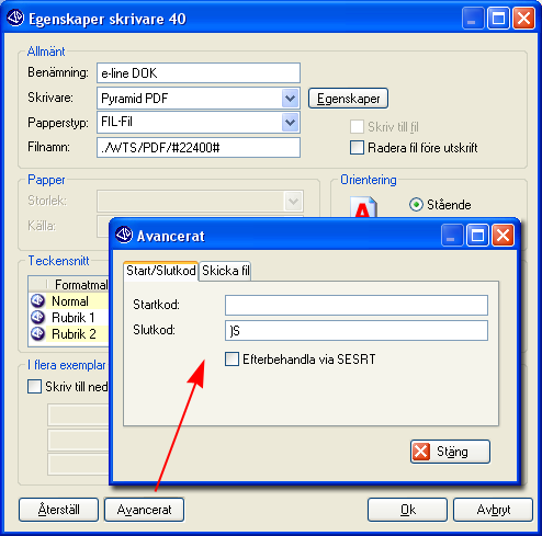 5.3.1. Skrivare för dokument, exempelvis prislistor 5. Inställningar för Pyramid e-kundtjänst I rutin 841 Skrivare görs inställningar för utskrift av dokument, exempelvis prislistor: Filnamn:.