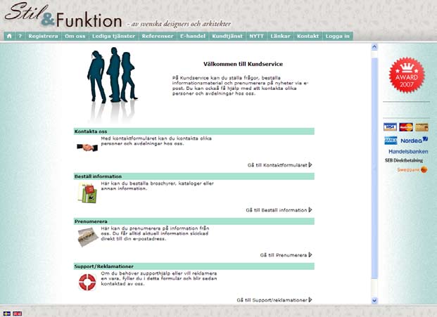 5. Inställningar för Pyramid e-kundtjänst Exempel på Ekonomiavdelning i Kundtjänst på Internet.