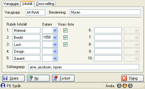 Bild i lista I denna gruppbox kan egenskap för bildfil anges. Alternativ styr om angiven bildfil ska visas i resultatlistor eller inte.