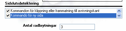 4.12.2. Sidslutsdetektering Du kan välja hur TSP100 futureprnt ska känna av slutet av kvittot.