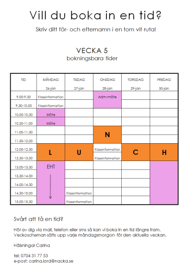 Studievägledning CARINA LORD SA2, SI2 och SU2 LENA RUTQVIST SB2, SM2 och ES2 Maila/tele/sms Maila/tele/sms