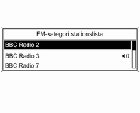 Radio 97 Den station som tas emot för tillfället är markerad med i. Kategorilistor Många RDS- 3 98 och DAB-stationer 3 100 sänder en PTY-kod, vilken specificerar typen av program som sänds ut (t. ex.