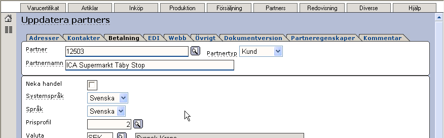 Senast uppdaterat: 09-10-05 Exder Market sida 35 av 60 I exemplet ovan har vi fyllt i prisprofil 2. Klickar sedan på Spara knappen.