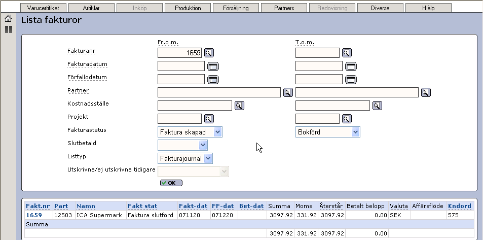 Senast uppdaterat: 09-10-05 Exder Market sida 55 av 60 Detaljerad Här ser ni ett exempel på en detaljerad faktura.