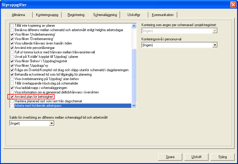 FLEX Tidredovisning - Användarmeddelande (maj 2012) 12 Använd plan för behörighet Ibland vill man ha anställda som skall ha möjlighet att se alla anställda i schemaläggningen men att de endast skall