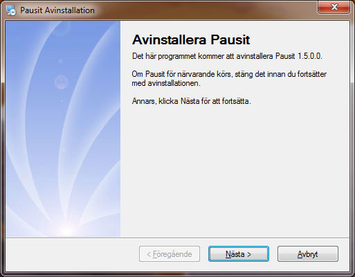 Avinstallationen kan sedan initieras på två sätt - Via kontrollpanelen Genom att antingen använda Windows kontrollpanel och alternativet Lägg till/ta bort program (Windows XP) eller Avinstallera