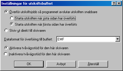 Fliken Information Här anges skrivarport och tidsgränsinställningar. Se operativsystemets dokumentation för mer information.