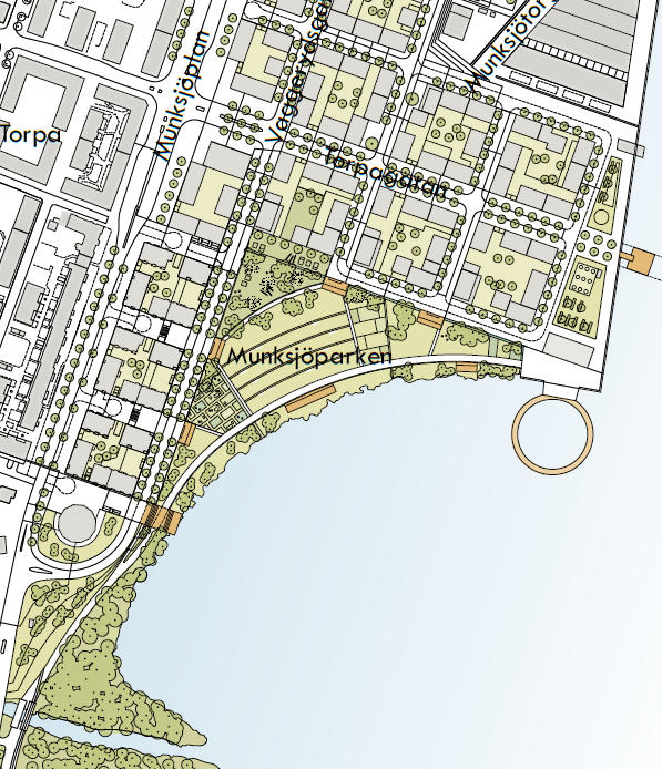 Område där strandskyddet upphävs Naturmark där strandskyddet inte upphävs En administrativ planbestämmelse införs om upphävande av strandskydd på allmän platsmark och kvartersmark inom planområdet.