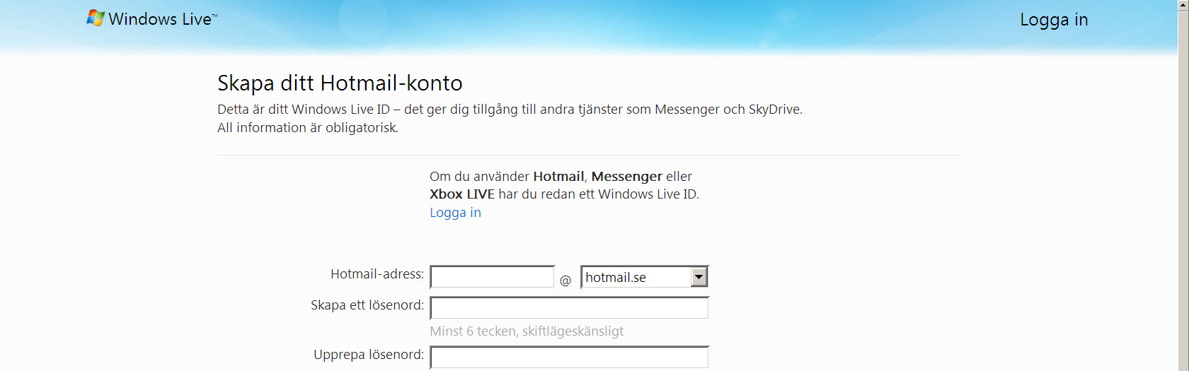 Börja med att välja ett användarnamn. Det kan vara ditt förnamn och efternamn med eller utan en punkt emellan eller något helt annat. Du kan använda bokstäver (a-z), siffror och punkter.