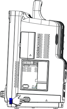 35.2 Installera och byta ut ett batteri BeneView T5 När patientmonitorn använder två batterier, kan det ena av dem enkelt bytas ut medan patientövervakningen drivs med det andra.