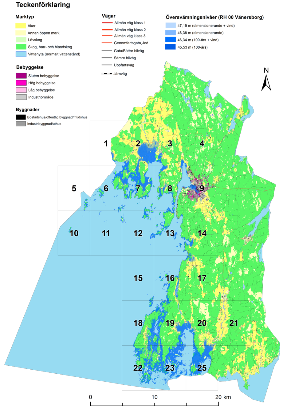 3.1 Kristinehamns kommun 3.1.1 Översvämningskartering I Figur 10 visas en kartöversikt över Kristinehamns kommun med översvämningsnivåer inlagda.