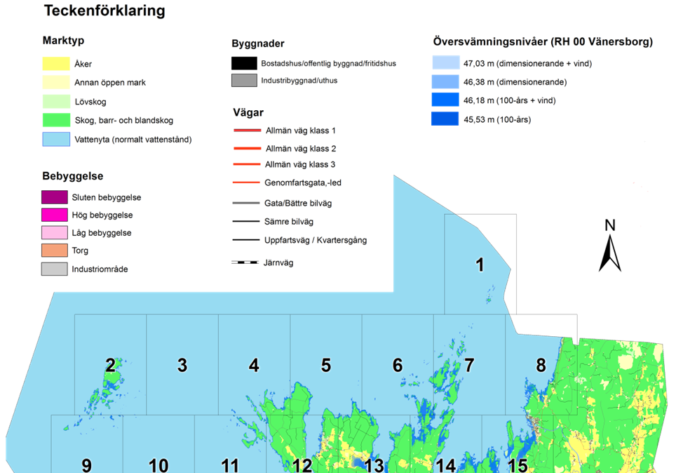 3.3 Mariestads kommun 3.3.1 Översvämningskartering I Figur 21 visas en kartöversikt