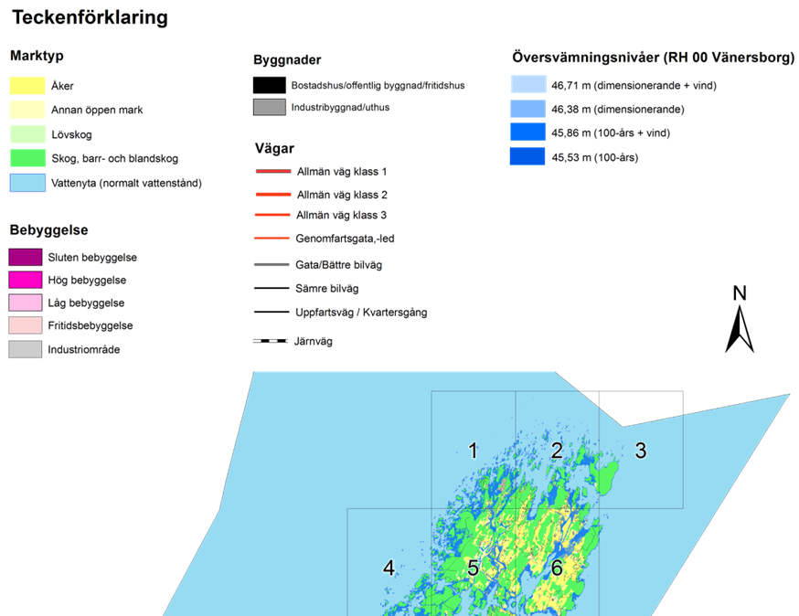 3.5 Lidköpings kommun 3.5.1 Översvämningskartering I Figur 34 visas en kartöversikt