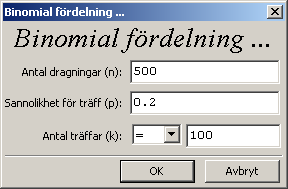 13 Sannolikhetslära I det här avsnittet skall vi titta på optionerna under rullgardinsmenyn Sannolikhetslära.