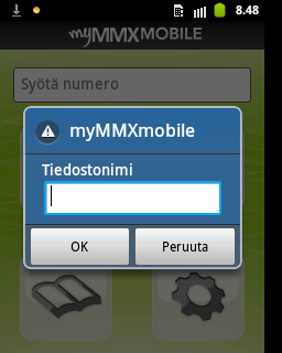 4. OM du tryckt Ja, ange filnamn för textkonversationen och tryck OK / Spara. 5. Textkonversationen sparas och huvudmenyn visas. The text conversation is stored and the main menu is displayed.