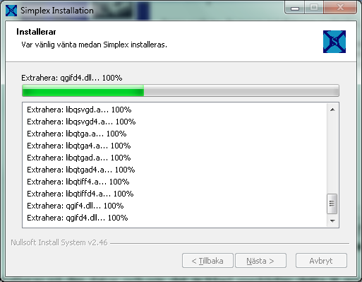 BILAGA 1 4(13) 3. Simplex installeras på din dator och när det är klart meddelas detta åt användaren.