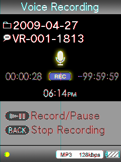78 Röstinspelning/lyssna på röstinspelningar Tryck på BACK/HOME-knappen för att stoppa inspelningen. Inspelningen sparas som en fil VR-nnn-hhmm* 1 i [Record] [Voice] [åååå-mm-dd* 2 ]-mappen.