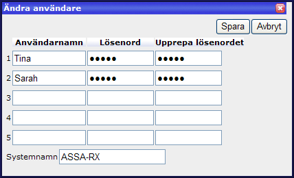 RX Bruksanvisning SV Lägga till en ny användare/operatör Välj Användare från menyn System.