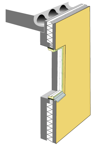 6.3 Konstruktionslösning Figur 6.5 Figuren är ett exempel på en sandwichvägg med betongfasad. 45 Sandwichfasadelement består av två skivor betong med mellanliggande isolering.