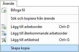 12.1.1 Ange objekt, kontakt och kund Om du använt en av metoderna, där du skapat ett nytt ärende från objekt, kund eller kontaktperson kommer detta att finnas när det nya ärendet skapats. 12.1.2 Bifogade filer Du har möjlighet att bifoga filer till ett ärende.