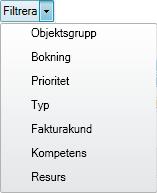 Välj vilket värde som ska användas för filtreringen och klicka på förstoringsglaset igen för att filtrera listan.