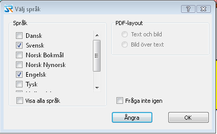 Kapitel 5. Fråga om... Fråga om, finner du i SkanReads meny i CD-ORD, programmenyn, högerklick och i Bildläsaren. Fråga om fungerar generellt.