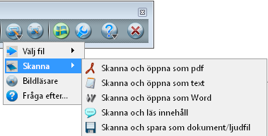 Kapitel 2. SkanRead i CD-ORD och programmenyn Från CD-ORDs verktygslist kan du skanna och konvertera filer med SkanRead. Samma funktioner ligger i programmenyn Start Alla program Elevdata.