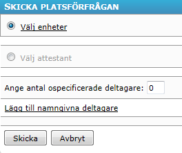 Klicka på knappen Skicka platsförfrågan. Ett ny vy visas.