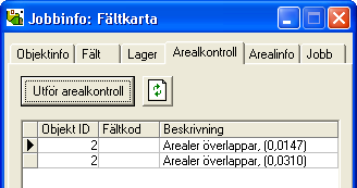 För att inre arealer skall räknas ifrån i nettoarealen skall de inre arealerna delas ifrån fältet.