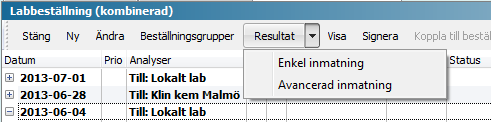 Skriv ut remiss till Klin kem För att skriva ut en remiss som ska skickas till Klin kem markerar du beställningen på modulen Labbeställning och klickar på Visa i menyraden.